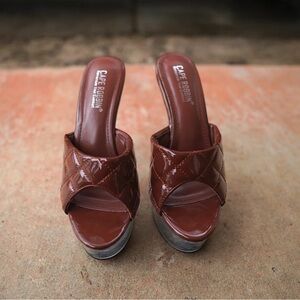 Cape Robbin Quilted Brown Platform Mules